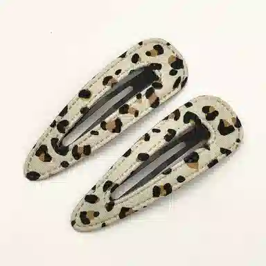 简应舒 水滴豹纹侧边夹小刘海夹碎发夹日常 布料 发夹 女款