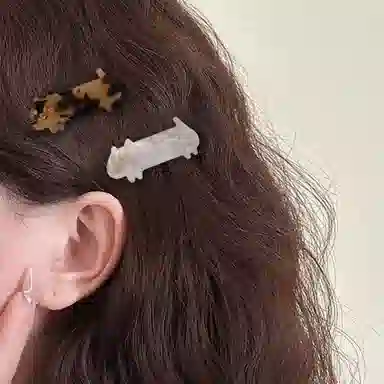 简应舒 萌萌小猫咪一字夹刘海夹子碎发小发卡发饰 亚克力 发夹 女款