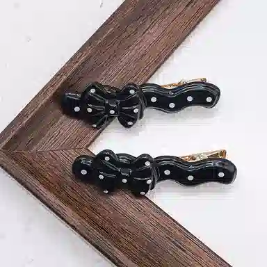 简应舒 波点蝴蝶一字夹侧边夹刘海夹子碎发小夹子日常 亚克力 发夹 女款