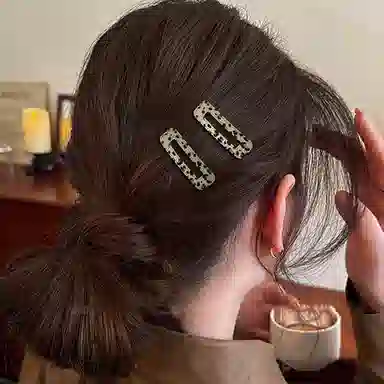 简应舒 长方形豹纹侧边夹刘海夹子碎发小夹子日常小 布料 发夹 女款