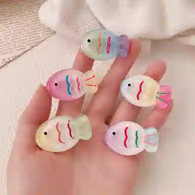 简应舒 彩色发烧鱼侧边夹刘海夹碎发小夹子日常小 亚克力 发夹 女款