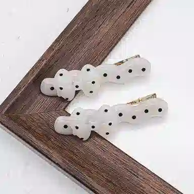 简应舒 波点蝴蝶一字夹侧边夹刘海夹子碎发小夹子日常 亚克力 发夹 女款