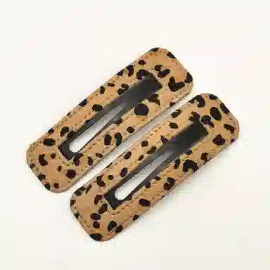 简应舒 长方形豹纹侧边夹刘海夹子碎发小夹子日常小 布料 发夹 女款