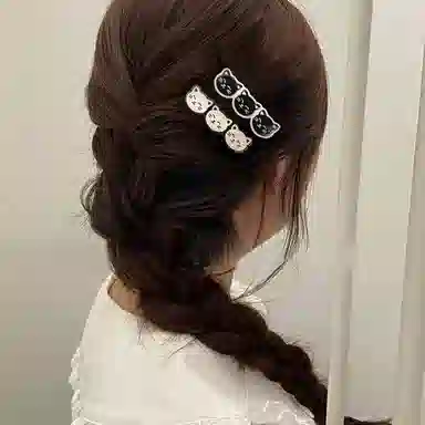 简应舒 眯眼笑猫咪侧边夹碎发小夹子刘海夹头发可爱小发卡发饰 亚克力 发夹 女款