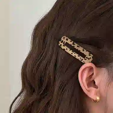 简应舒 长方形豹纹侧边夹刘海夹子碎发小夹子日常小 布料 发夹 女款