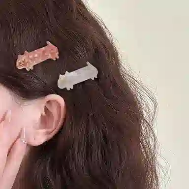 简应舒 萌萌小猫咪一字夹刘海夹子碎发小发卡发饰 亚克力 发夹 女款
