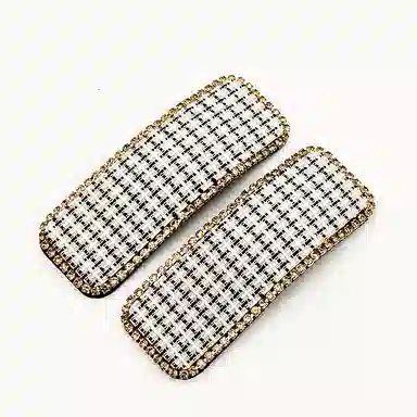 简应舒 方形千鸟格侧边刘海碎发 布艺 发夹 女款