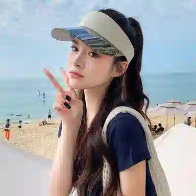 艾佳微 夏季空顶运动跑步网球遮阳显脸小太阳 聚酯纤维 防晒帽 男女同款情侣款