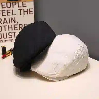 艾佳微 日系复古纯色简约休闲百搭显脸小画家帽韩系文艺 棉 贝雷帽 男女同款情侣款