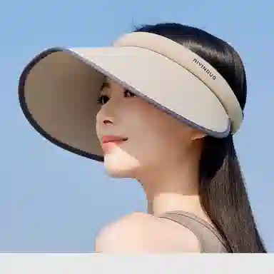 艾佳微 冰感灯罩帽户外全脸遮阳防晒帽桃心大檐显脸小太阳帽 聚酯纤维 空顶帽 男女同款情侣款