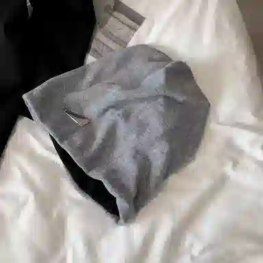 艾佳微 暖暖慵懒风金属标日系德绒时尚显脸小护耳大头围套头 棉 绒线帽 男女同款情侣款