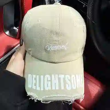 艾佳微 复古黑色宽檐棒球破洞做旧百搭显脸小时尚潮 棉 鸭舌帽 男女同款情侣款