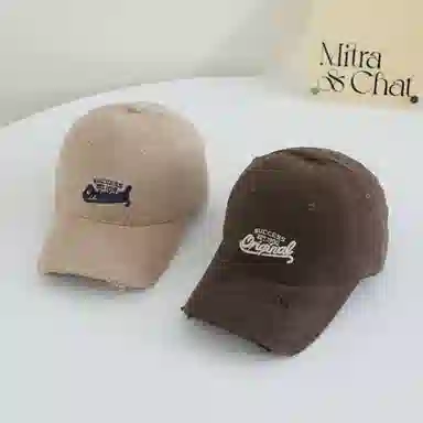 艾佳微 美式破洞刺绣字母时尚通勤遮阳防晒大宽檐 棉 鸭舌帽 男女同款情侣款