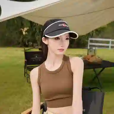 艾佳微 太阳百搭简约防紫外线遮阳骑车户外露营休闲 聚酯纤维 防晒帽 男女同款情侣款