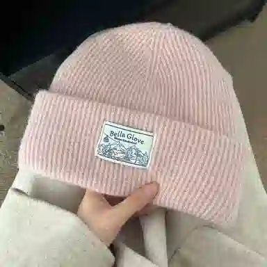 艾佳微 户外日常通勤韩系贴布毛线针织帽保暖护耳防寒套头冷帽小众 腈纶 绒线帽 男女同款情侣款