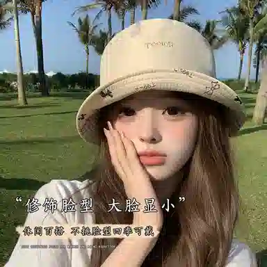 艾佳微 甜酷双面戴防晒帽夏季户外遮阳帽休闲百搭显脸小素颜蝴蝶结 棉 渔夫帽 女款