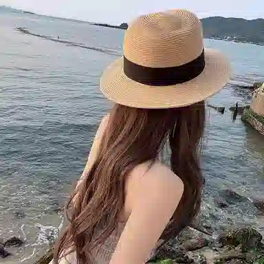 艾佳微 登山游玩防紫外线遮阳海边沙滩度假 草编 渔夫帽 男女同款情侣款