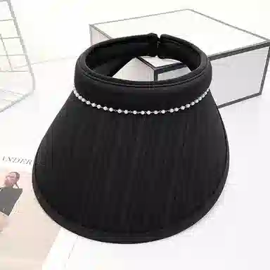 艾佳微 珍珠空顶帽子夏季日系甜美户外出游百搭显脸小发箍遮阳空顶帽 聚酯纤维 防晒帽 女款