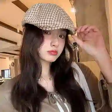 艾佳微 日系英伦风复古格纹显脸 棉 贝雷帽 男女同款情侣款