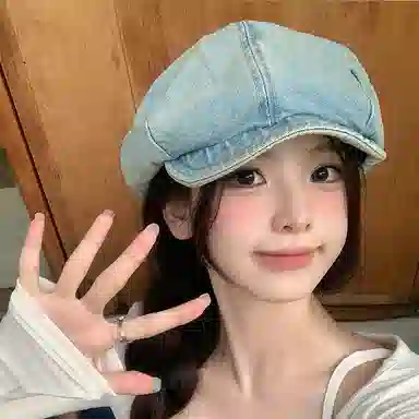 艾佳微 八角帽复古文艺画家帽夏季报童帽百搭帽子 牛仔布 贝雷帽 男女同款情侣款