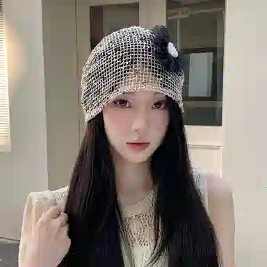 艾佳微 蕾丝镂空夏季百搭遮阳大头围显脸小透气优雅 聚酯纤维 包头帽 男女同款情侣款