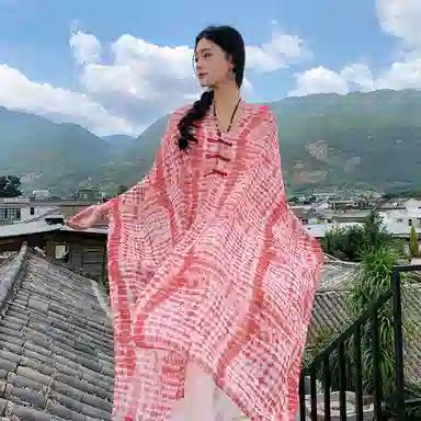 艾佳微 民族风复古休闲外搭大披风出行游玩舒适透气个性盘扣 披肩 女款