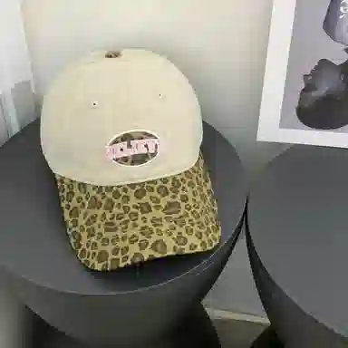 艾佳微 复古辣妹豹纹拼接棒球帽韩版潮牌字母刺绣显脸小 棉 鸭舌帽 男女同款情侣款