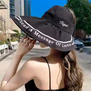 艾佳微 赫本风后蝴蝶结大沿夏季韩版潮百搭可折叠出游休闲盆帽 聚酯纤维 渔夫帽 男女同款情侣款