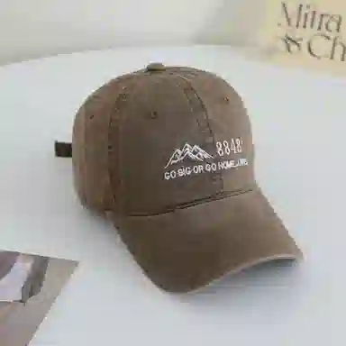 大山字母刺绣大檐户外休闲时尚四季款百搭 防晒遮阳 极简潮流 大头围显脸小 弯檐运动风帽子 棉质 鸭舌帽 男女同款情侣款