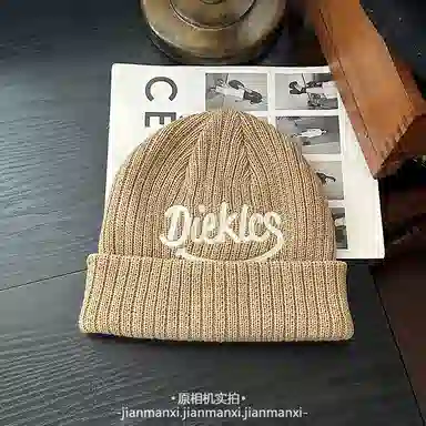 艾佳微 字母刺绣潮牌百搭保针织套头 腈纶 绒线帽 男女同款情侣款