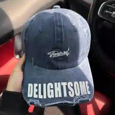 艾佳微 复古黑色宽檐棒球破洞做旧百搭显脸小时尚潮 棉 鸭舌帽 男女同款情侣款