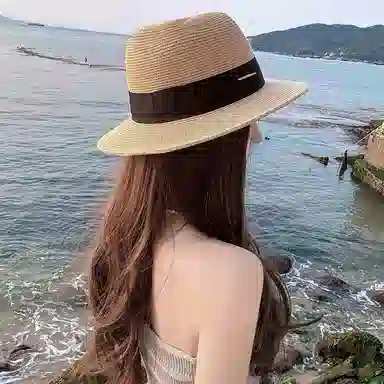 艾佳微 登山游玩防紫外线遮阳海边沙滩度假 草编 渔夫帽 男女同款情侣款