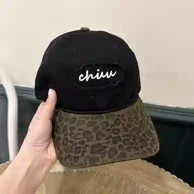 艾佳微 美式百搭复古豹纹拼色棒球帽夏季薄款宽檐软顶时尚百搭帽子潮 棉 鸭舌帽 男女同款情侣款