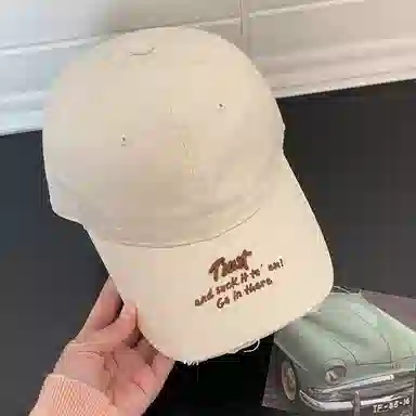 艾佳微 美式复古水洗韩版大脸显脸小软顶字母刺绣高级质感通勤日常休闲 棉 鸭舌帽 男女同款情侣款