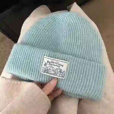 艾佳微 户外日常通勤韩系贴布毛线针织帽保暖护耳防寒套头冷帽小众 腈纶 绒线帽 男女同款情侣款