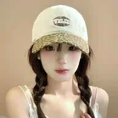 艾佳微 复古辣妹豹纹拼接棒球帽韩版潮牌字母刺绣显脸小 棉 鸭舌帽 男女同款情侣款