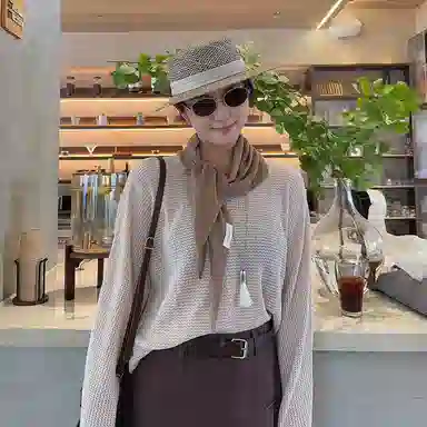 艾佳微 美拉德配色暖色调格子高级感小披肩外搭护颈围巾系领巾护脖 聚酯纤维 丝巾 男女同款情侣款