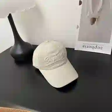 艾佳微 磨毛复古字母刺绣显脸小软顶百搭帽子美式 棉 鸭舌帽 男女同款情侣款