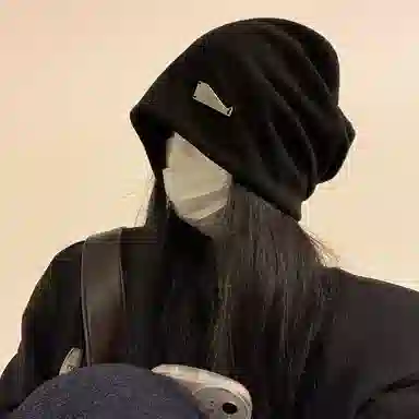 艾佳微 暖暖慵懒风金属标日系德绒时尚显脸小护耳大头围套头 棉 绒线帽 男女同款情侣款