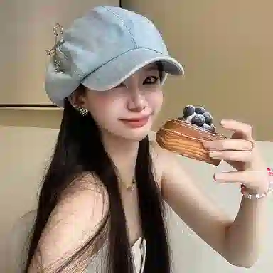 艾佳微 星星别针大版云朵八角画家复古气质显脸小 牛仔布 贝雷帽 男女同款情侣款