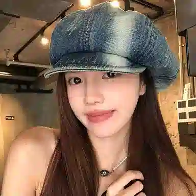 艾佳微 日系水洗做旧牛仔画家帽子秋季显脸小报童鸭舌八角帽 涤棉 贝雷帽 男女同款情侣款