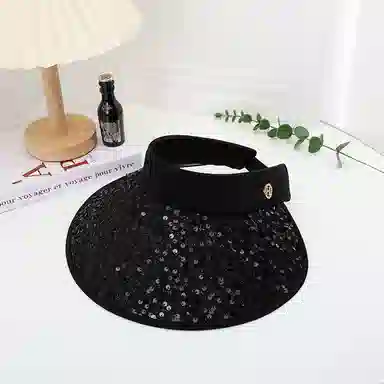 艾佳微 夏季轻奢小香风发箍大檐户外遮阳帽子时尚百搭潮流显脸小太阳帽 涤纶 防晒帽 女款