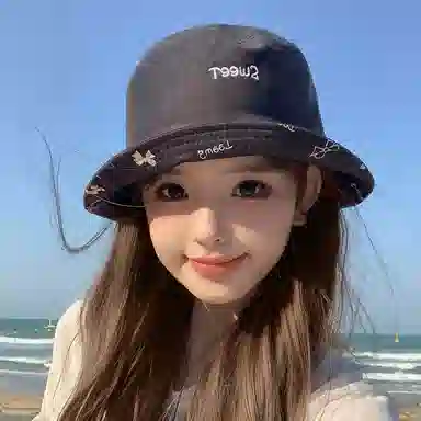 艾佳微 甜酷双面戴防晒帽夏季户外遮阳帽休闲百搭显脸小素颜蝴蝶结 棉 渔夫帽 女款