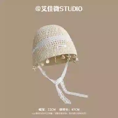 艾佳微 优雅法式飘带夏季森系度假 聚酯纤维 包头帽 男女同款情侣款