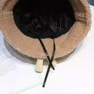 艾佳微 【可爱嵌嵌熊】韩版百搭毛绒学生保暖滑雪出行 羊羔毛 渔夫帽 男女同款情侣款
