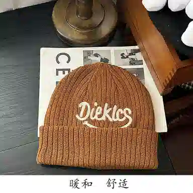 艾佳微 字母刺绣潮牌百搭保针织套头 腈纶 绒线帽 男女同款情侣款