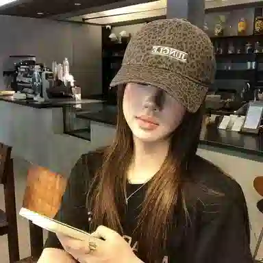 艾佳微 做旧豹纹深顶大头围显脸小软顶高级感潮 棉 鸭舌帽 男女同款情侣款