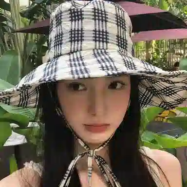 艾佳微 韩系 格纹夏季百搭可折叠遮脸显脸小大檐潮 棉 渔夫帽 男女同款情侣款