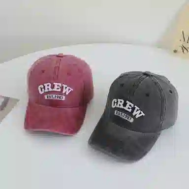 艾佳微 时尚大头围显白显脸小宽檐刺绣韩系简约百搭户外遮阳 棉 鸭舌帽 男女同款情侣款