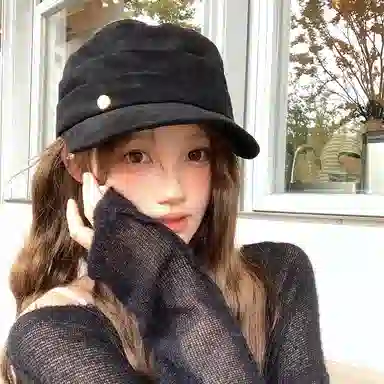 艾佳微 大头围日常百搭显脸小气质英伦 涤纶 帽子 男女同款情侣款